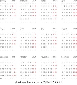 Calendario aislado en un contexto 2024 