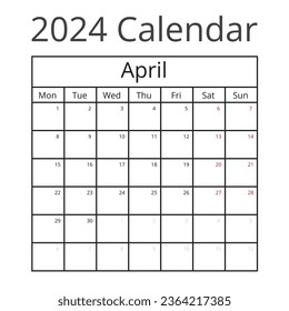 Calendar Isolated on a Background April