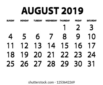 A Calendar Isolated on a Background August