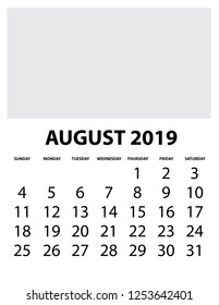 A Calendar Isolated on a Background August