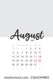 Calendar Isolated on a Background August