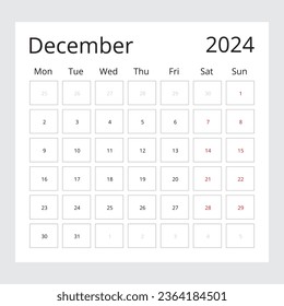 Calendario aislado en diciembre de fondo