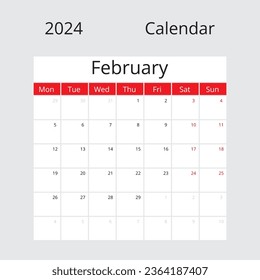 Calendar Isolated on a Background February