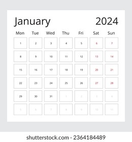 Calendar Isolated on a Background January