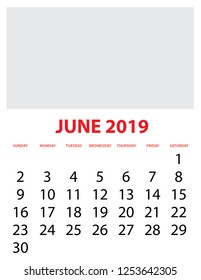 A Calendar Isolated on a Background June