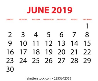 A Calendar Isolated on a Background June