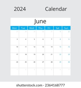 Calendar Isolated on a Background June