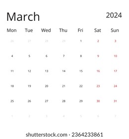 Calendar Isolated on a Background March