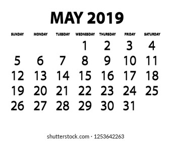 A Calendar Isolated on a Background May