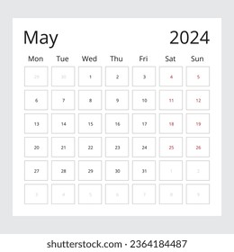 Calendario aislado en un fondo mayo