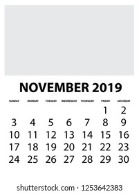 A Calendar Isolated on a Background November