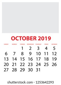 A Calendar Isolated on a Background October