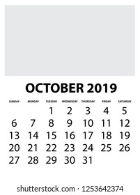 A Calendar Isolated on a Background October