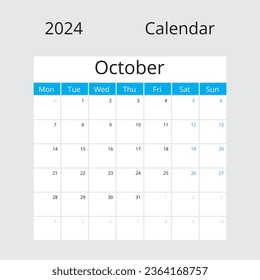Calendar Isolated on a Background October