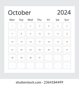 Kalender einzeln auf Hintergrund Oktober