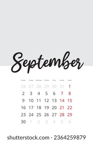 Calendar Isolated on a Background September