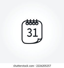 Kalender einzeln auf Vektorgrafik Symbol. Monatsunterschrift. 31 Zeilensymbol.