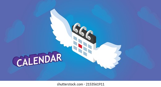 Icono de diseño isométrico del calendario. Ilustración web de vectores. 3.ª colorida concepción