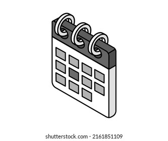 Icono de diseño isométrico del calendario. Ilustración web de vectores. 3.ª colorida concepción