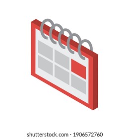 Calendar isometric design, Planner time event moth date and day theme Vector illustration