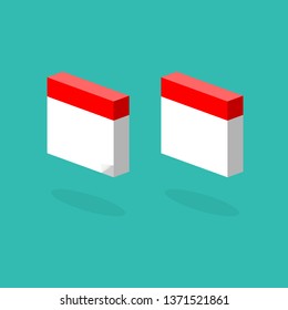 Calendar isometric icon. 3D sign isolated on white background. Symbol deadline agenda. Vector illustration flat design. Schedule cartoon.