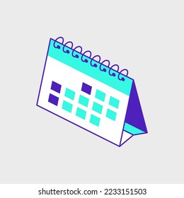 Calendar isometric vector icon illustration