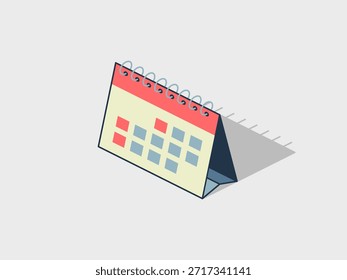 Ilustración vectorial isométrica de calendario con sombra