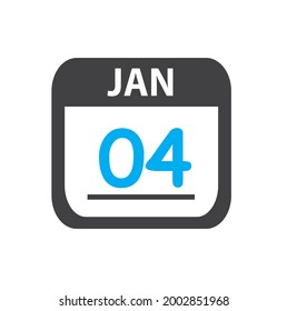 calendar - Jan 4 icon illustration, flat vector design