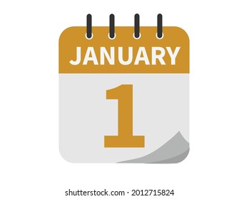 calendario, 1 de enero, aislado en fondo blanco