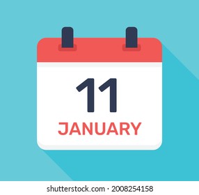 Calendar January 11 icon illustration isolated vector sign symbol