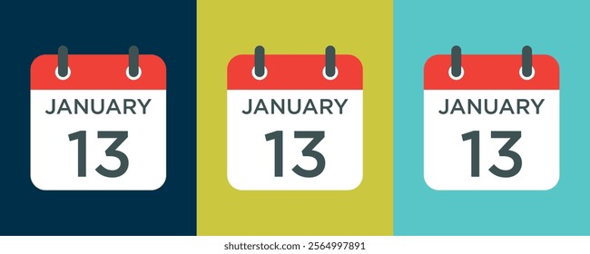 calendar - January 13 icon illustration isolated vector sign symbol