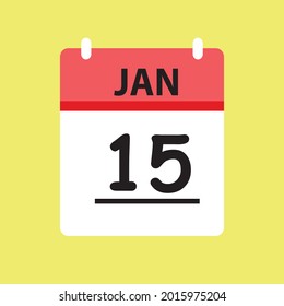 Calendar - January 15 icon illustration isolated vector sign symbol flat design red and white