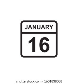 calendar - January 16 icon illustration isolated vector sign symbol
