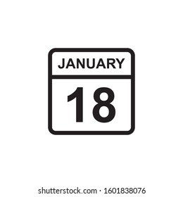 calendar - January 18 icon illustration isolated vector sign symbol