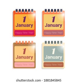 Calendar from January 1st. The first day of the new year. Vector illustration in flat style