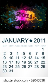 Calendar for January 2011. Vector.