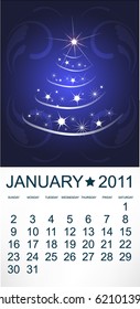 Calendar for January 2011. Vector.