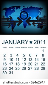 Calendar for January 2011. Vector.