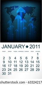 Calendar for January 2011. Vector.