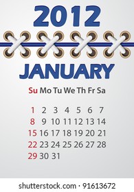 calendar for january 2012