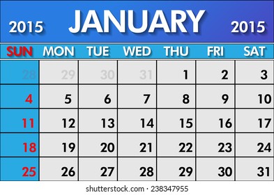 Calendar for January 2015 