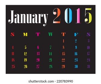 Calendar January 2015. vector