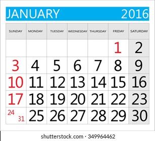 Calendar January 2016