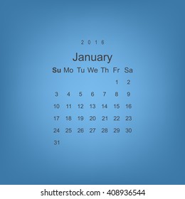 Calendar January 2016 vector design