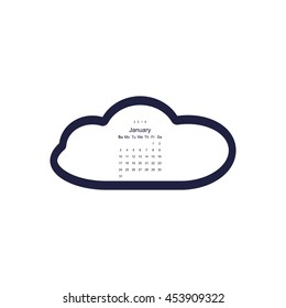 Calendar January 2016 vector design. Week starts from Sunday.