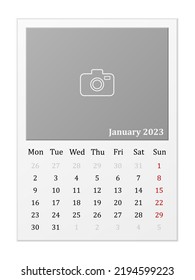 Calendar January 2023 on a white background. Vector illustration.