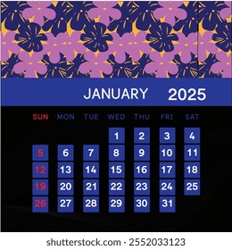 Calendar january 2025 icon in flat style. Planner vector illustration on isolated background. Calender sign business concept.