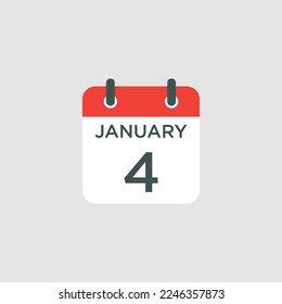 calendar - January 4 icon illustration isolated vector sign symbol