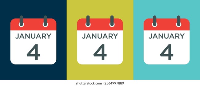 calendar - January 4 icon illustration isolated vector sign symbol