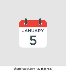 calendar - January 5 icon illustration isolated vector sign symbol